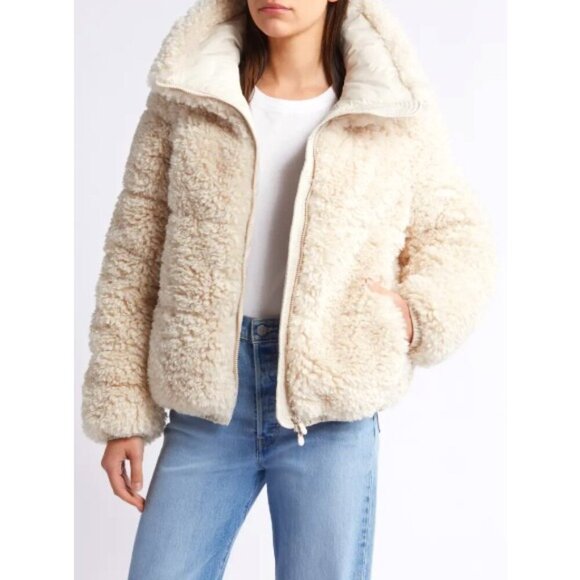 SAVE THE DUCK 'Kennie' Faux-Shearling Insulated Puffer Jacket, Shore Beige - Picture 1 of 5